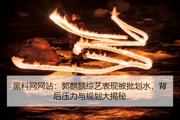 黑料网网站：郭麒麟综艺表现被批划水，背后压力与规划大揭秘
